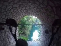 Zip line into water; Xplor Cancun Mexico