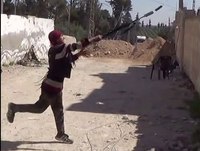 Syrian Child Soldier Fails With Grenade launcher