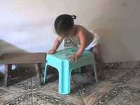 bebes brigando por um banco