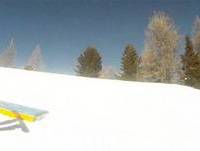 Snowboard fails and crashes