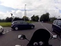 Elderly driver fails to see motorcycle at junction