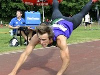 Timothy Herman throws javelin