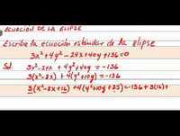 Obteniendo la ecuación estandar o reducida de una elipse a partir de su forma general