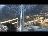 BBC News - BBC reporter gets stuck on worlds fastest zip line