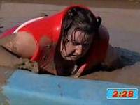 (HD) Fat Woman Total Wipeout! Bounces off red balls