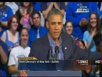Obama gaffes, stumbles while speaking at University at Buffalo, blames it on his age